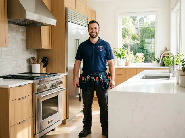 Appliance Repair Hero technician in a Argyle, TX kitchen after an appliance repair